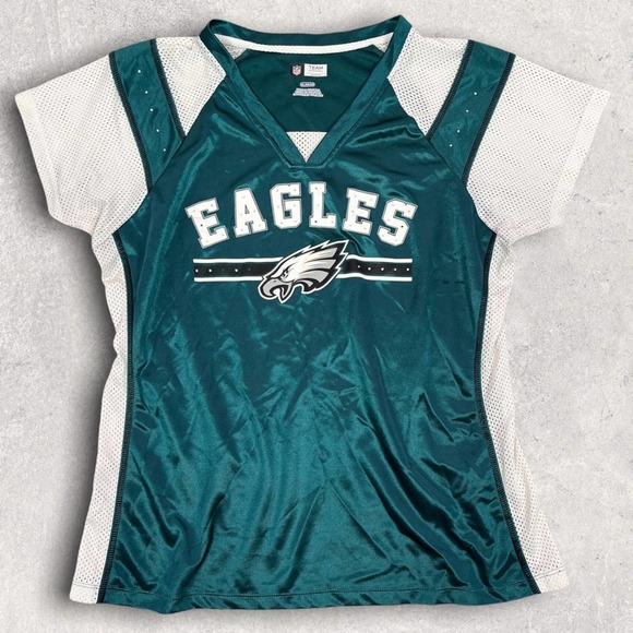 NFL Tops Nfl Team Apparel Philadelphia Eagles Satin And Mesh Jersey
